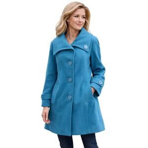 Chadwicks Teal Blue Wool Blend Swing Coat Women’s 8P Petite